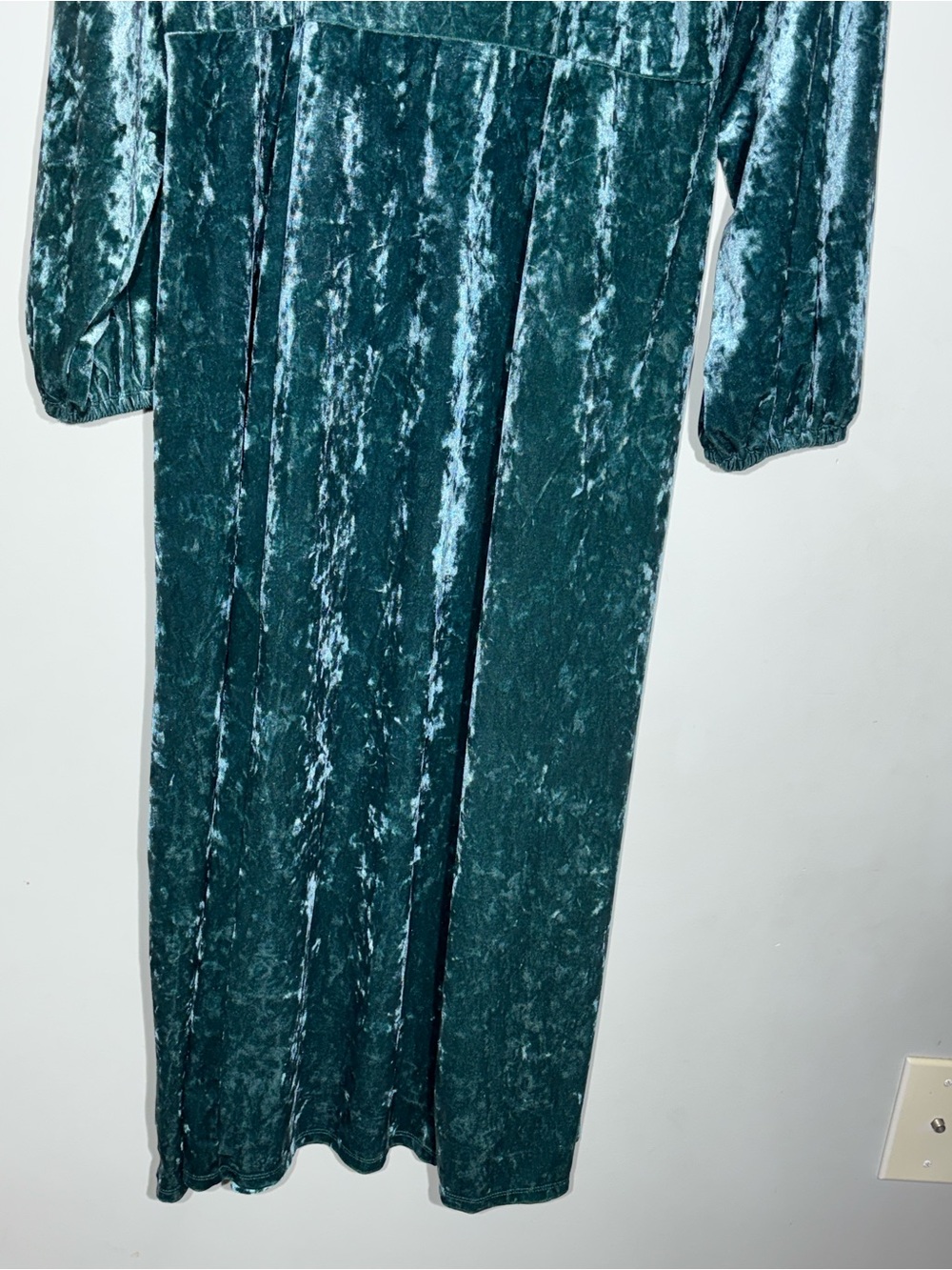 Ava & Viv Crushed Velvet Maxi Dress Size 1X  Long Sleeve Square Neck NWT Teal - Picture 7 of 10
